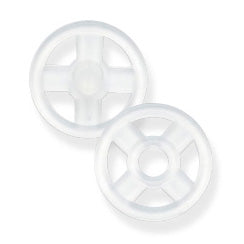 Pack of 20 transparent plastic sew-on snap fasteners, 10mm on a Milward card