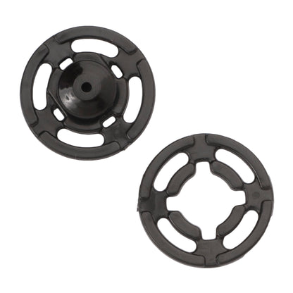 Pack of 12 black plastic sew-on snap fasteners, 15mm