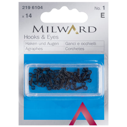 Black brass hooks and eyes, size No.1