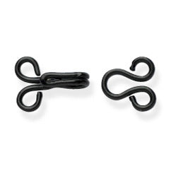 Black brass hooks and eyes, size No.1