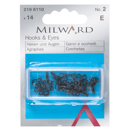 Black brass hooks and eyes, size No.2