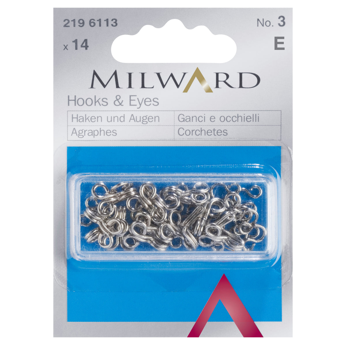 Silver brass hooks and eyes, size No.3