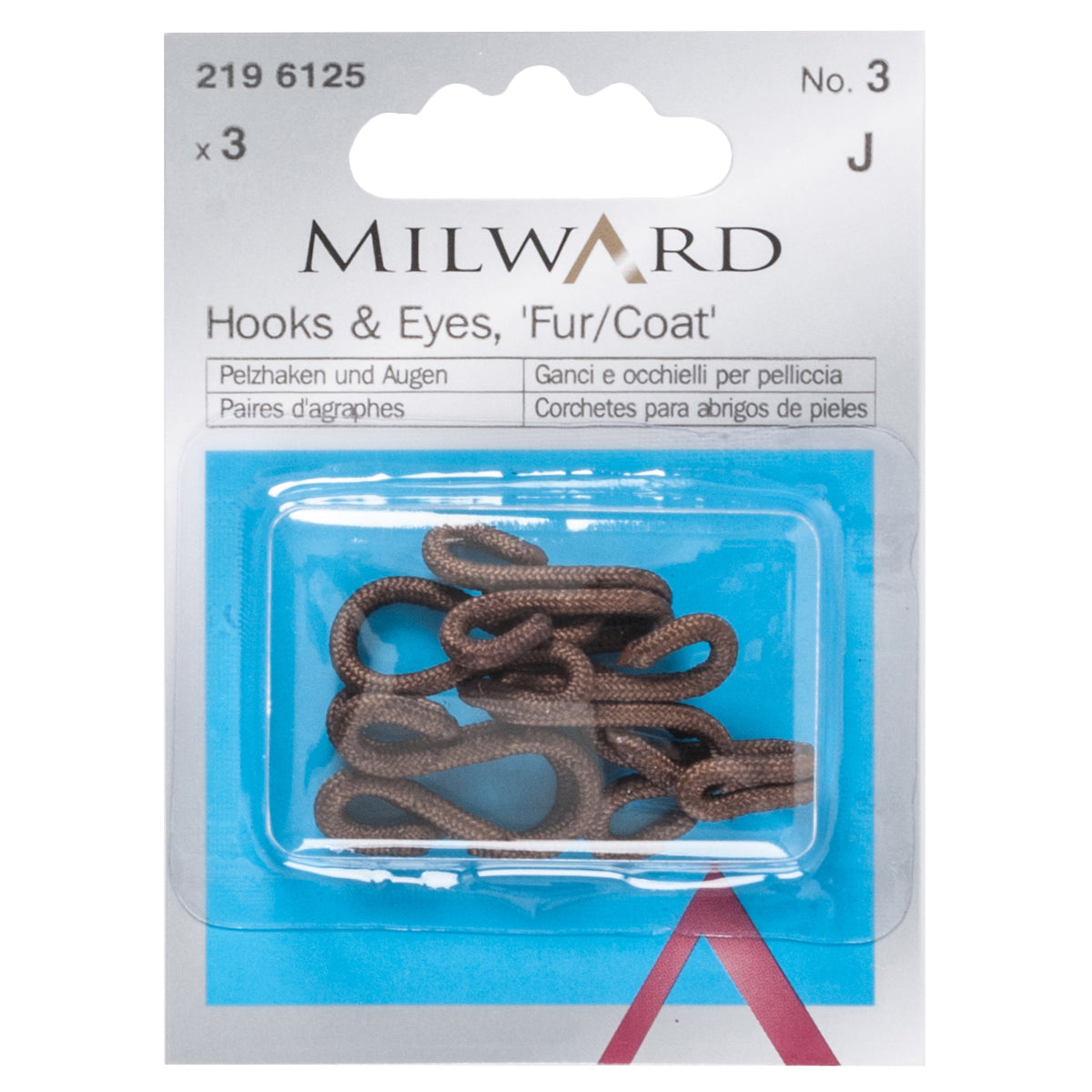 Brown covered fur hooks and eyes