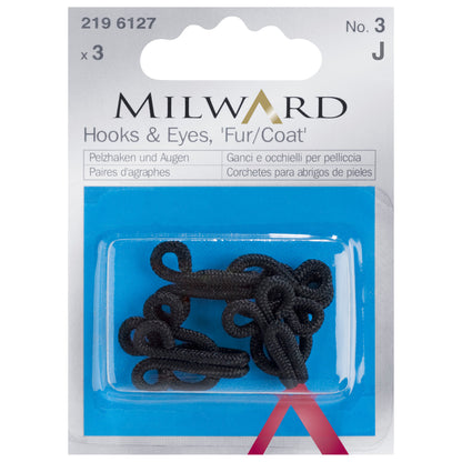 Black covered fur hooks and eyes