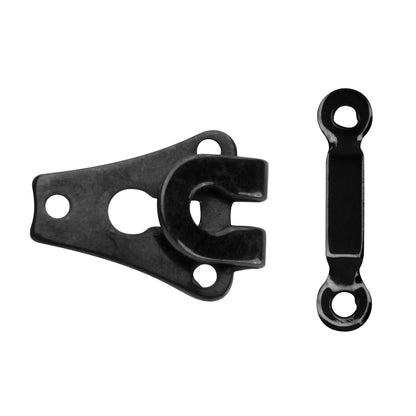 Black steel hook and bar fastenings, 9mm