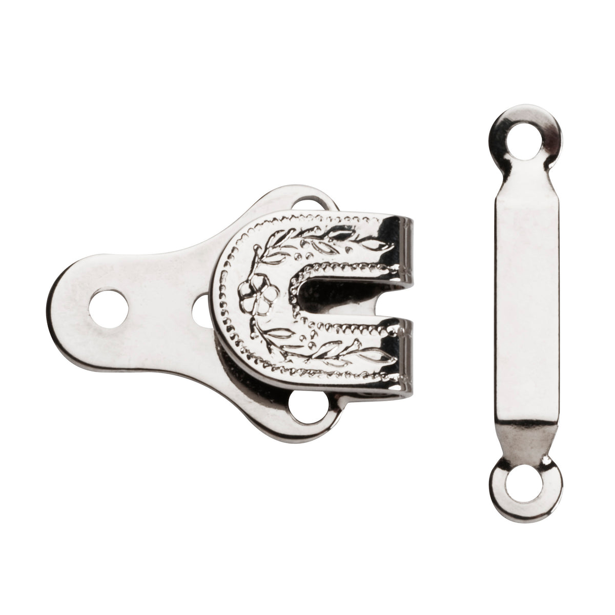Silver steel hook and bar fastenings, 12mm