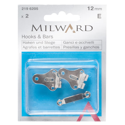 Silver steel hook and bar fastenings, 12mm
