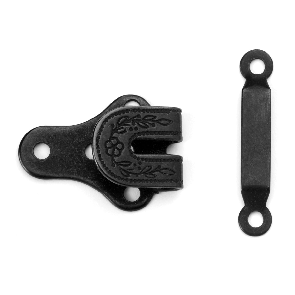 Black steel hook and bar fastenings, 12mm