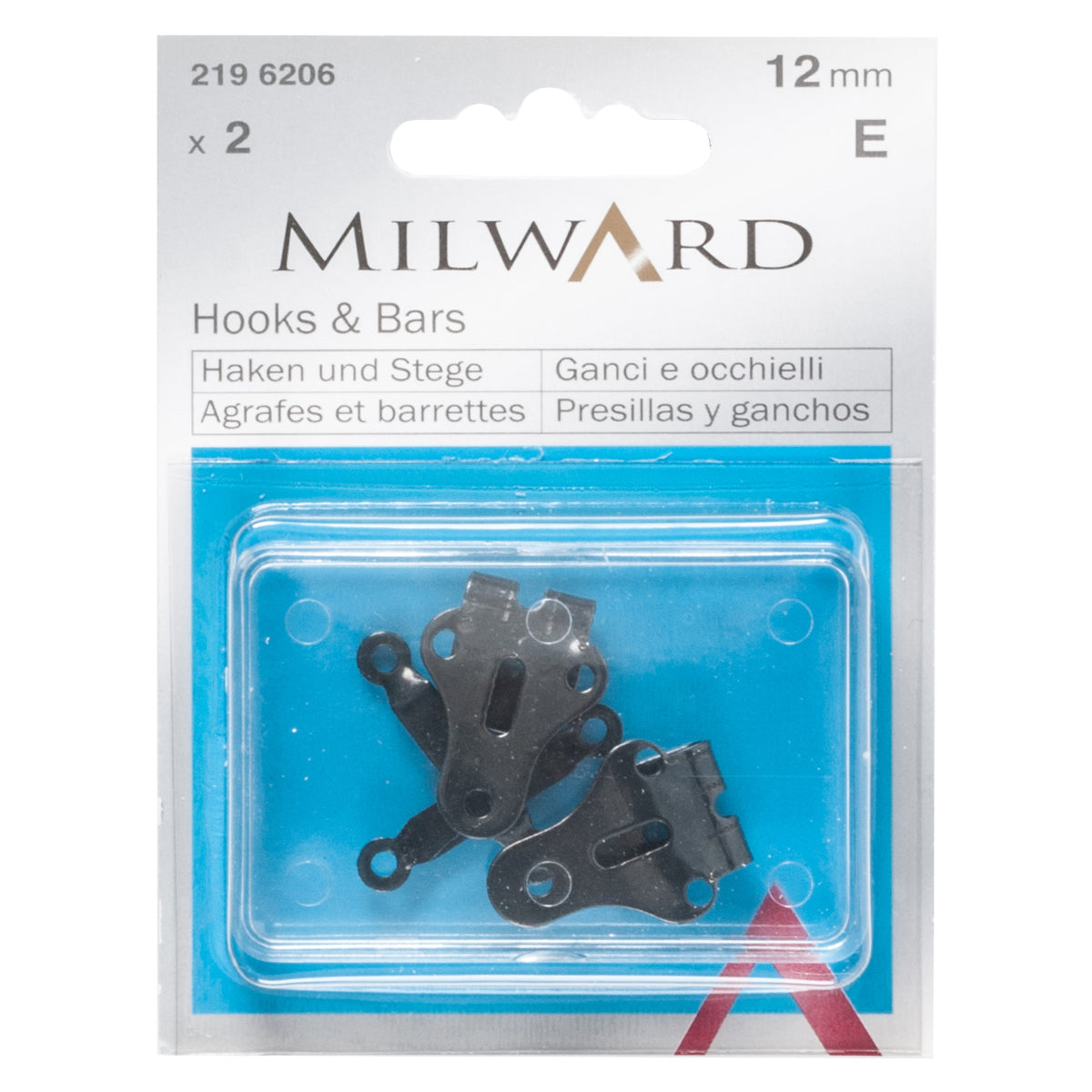 Black steel hook and bar fastenings, 12mm