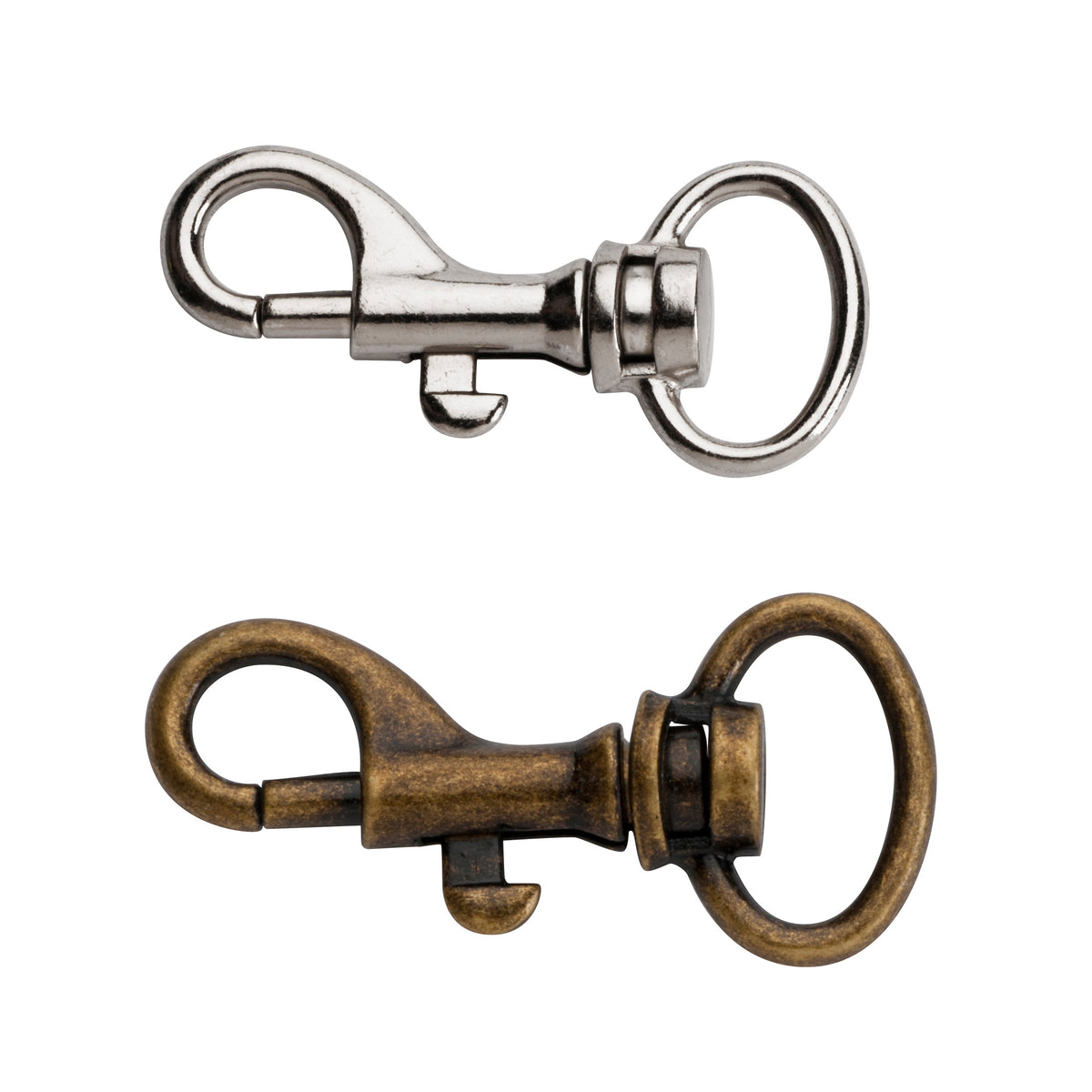 Two small swivel snap hooks