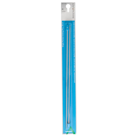 Pair of grey aluminium 2.5mm knitting needles