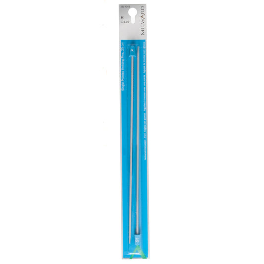 Pair of grey aluminium 2.75mm knitting needles