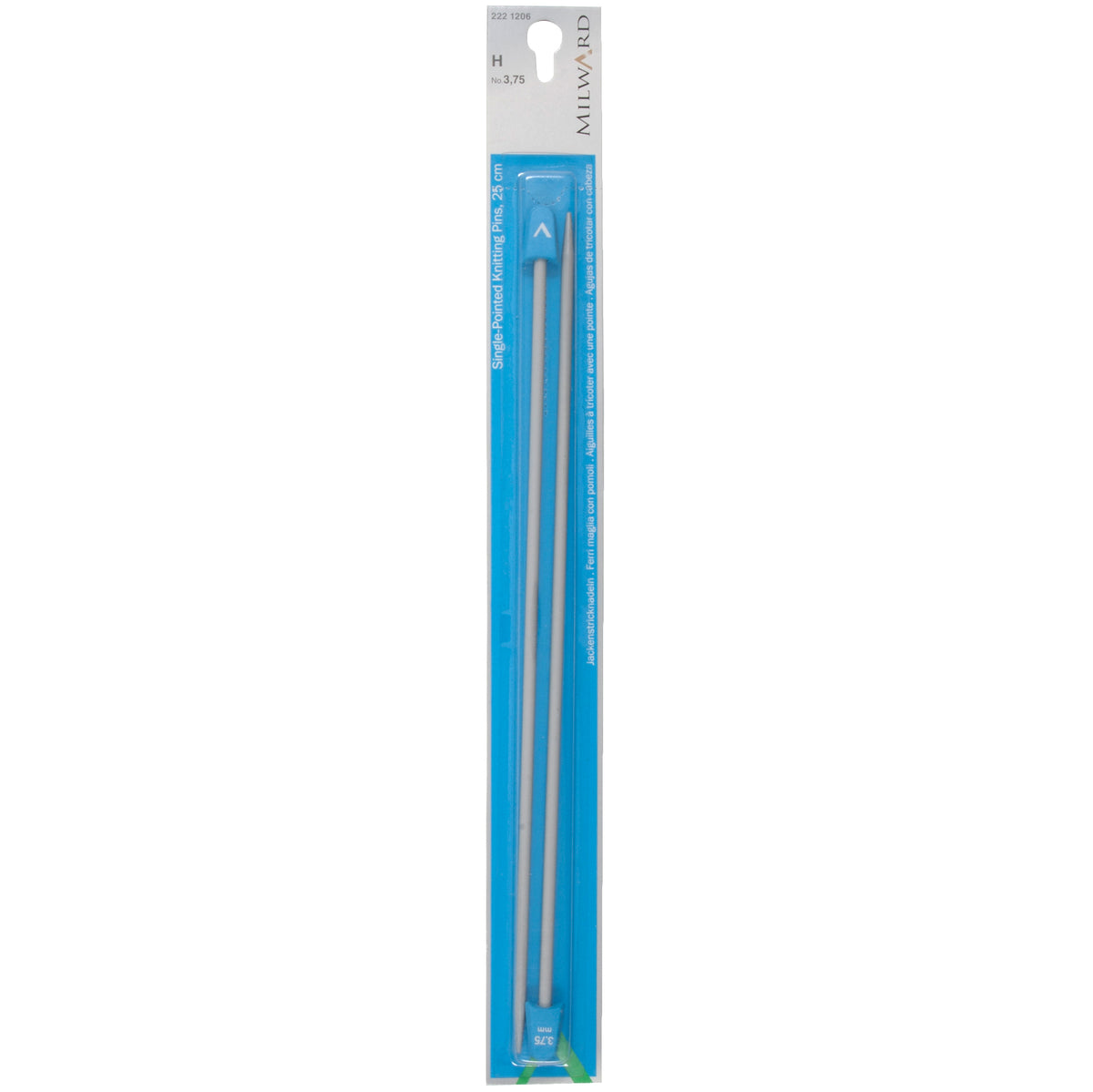 Pair of grey aluminium 3.75mm knitting needles