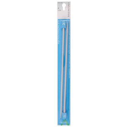 Pair of grey aluminium 5mm knitting needles