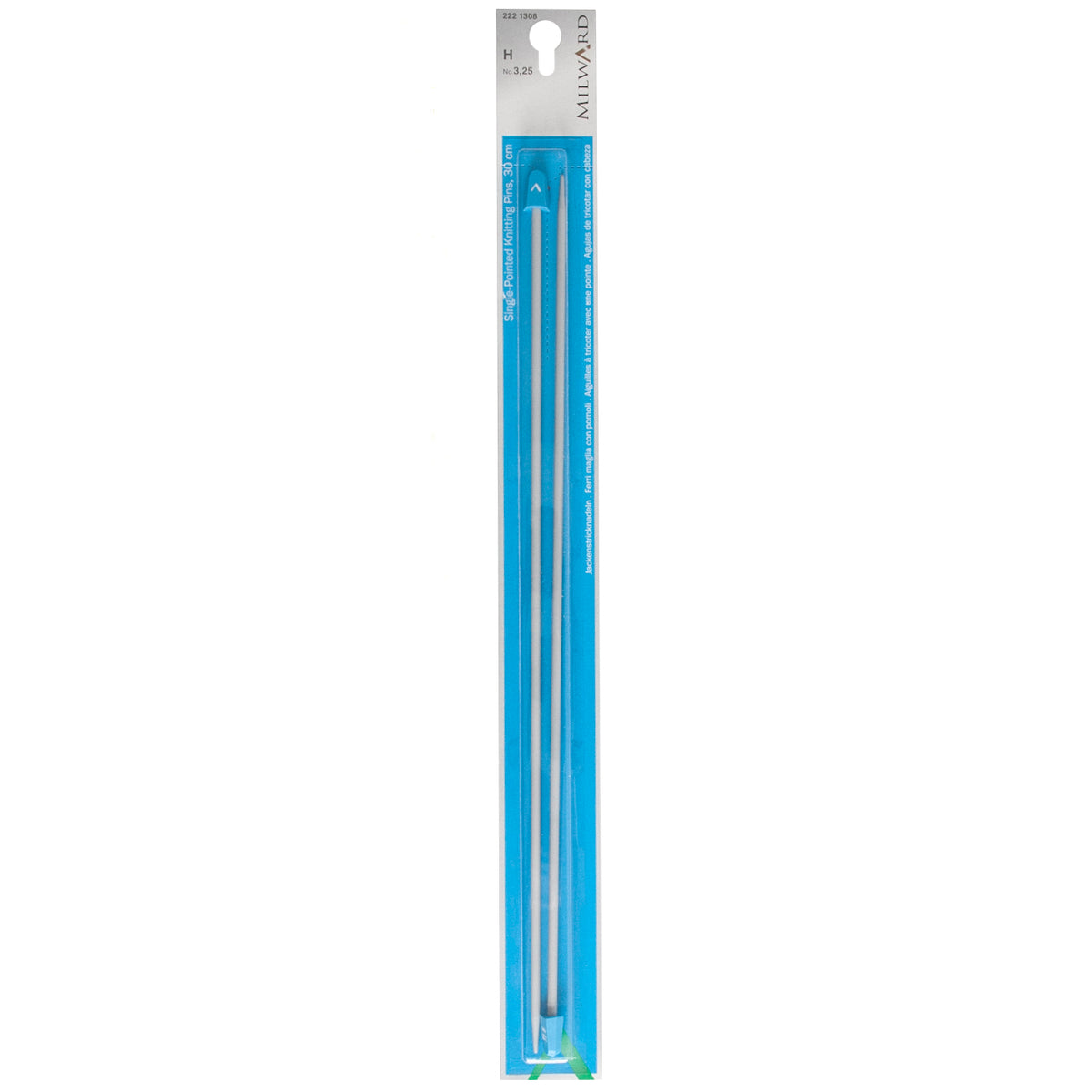 Milward 3.25mm single-ended pearl-grey aluminium knitting pins, 30cm