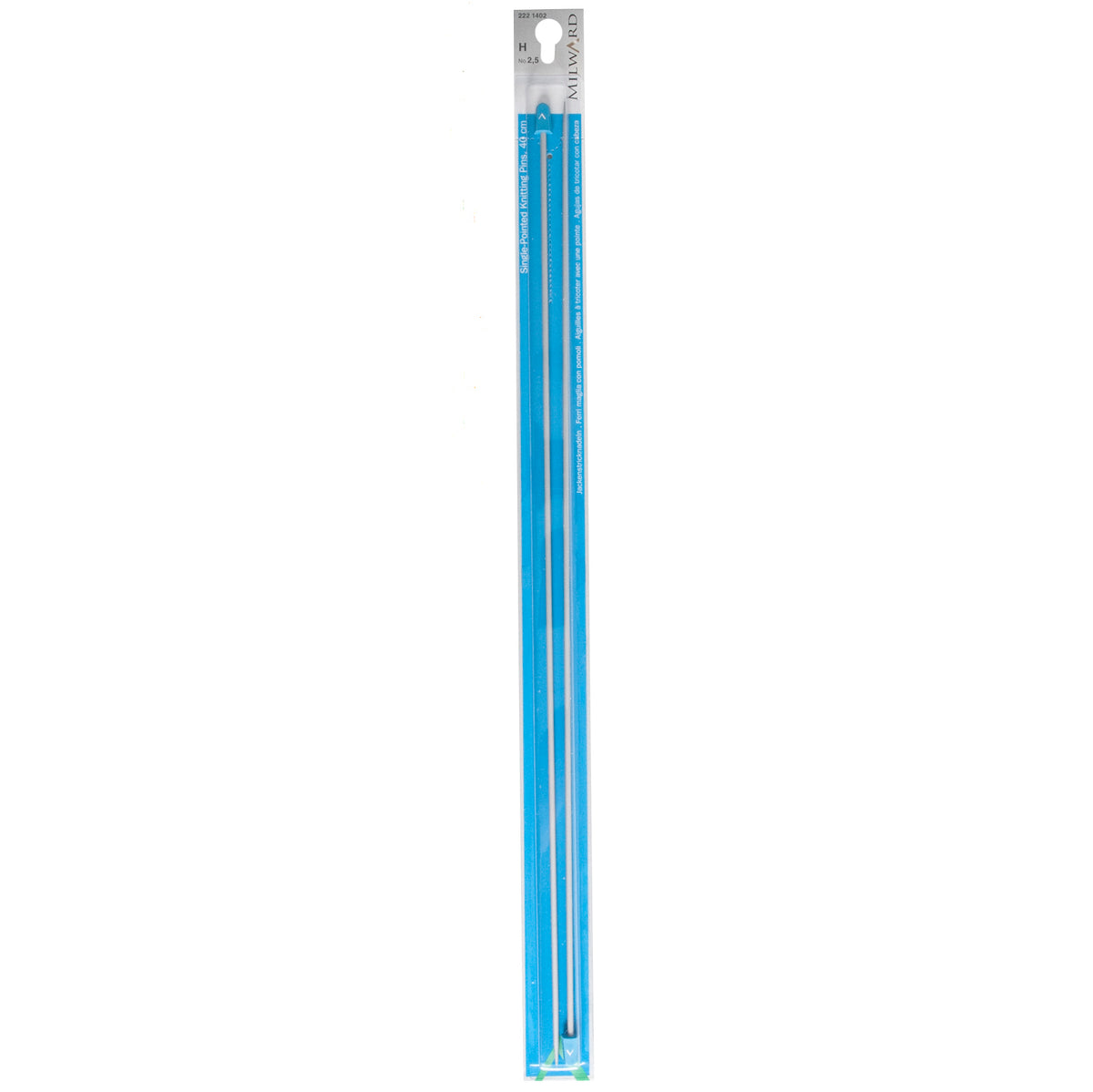 Pair of Milward 2.5mm pearl-grey aluminium knitting pins
