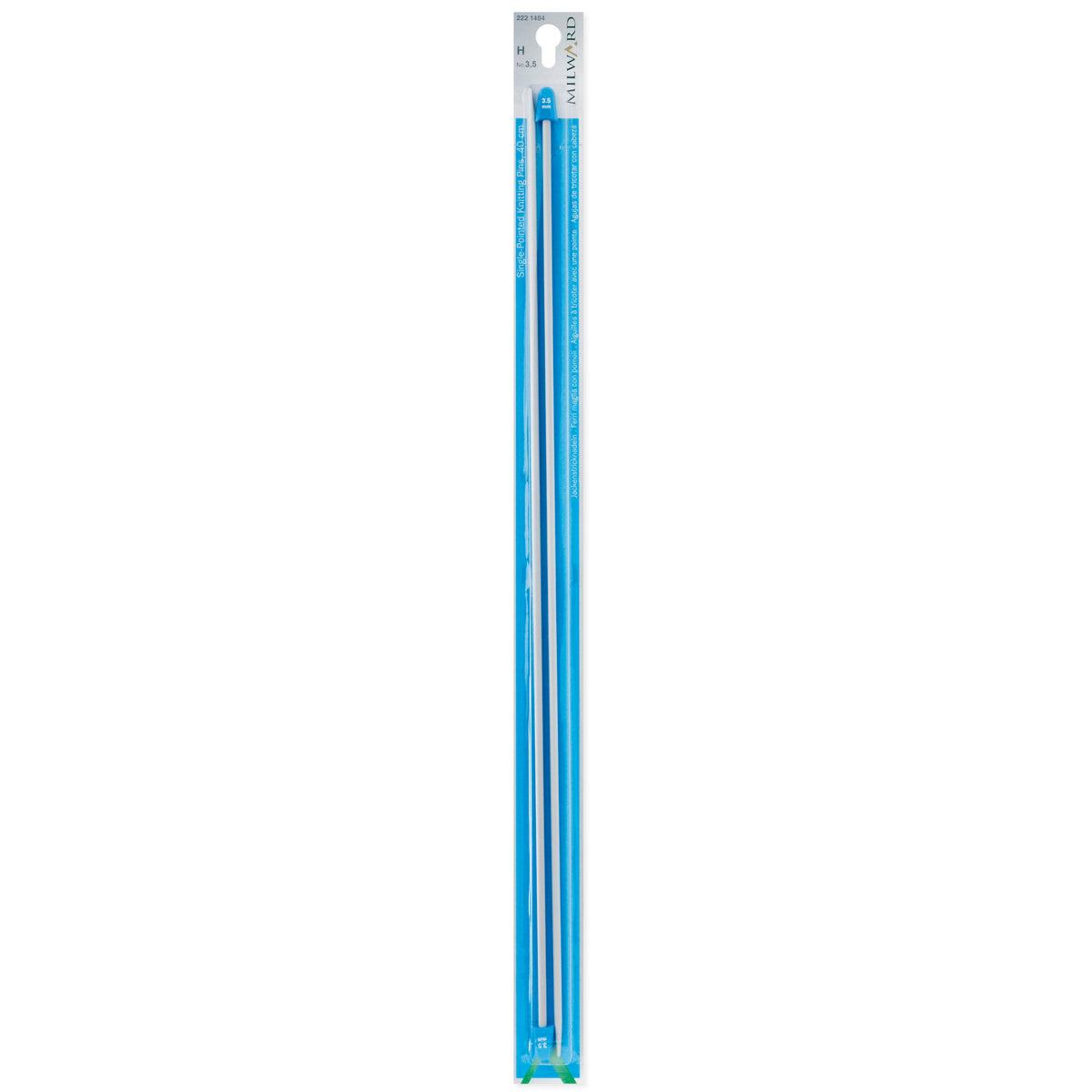 Pair of Milward 3.5mm pearl-grey aluminium knitting pins