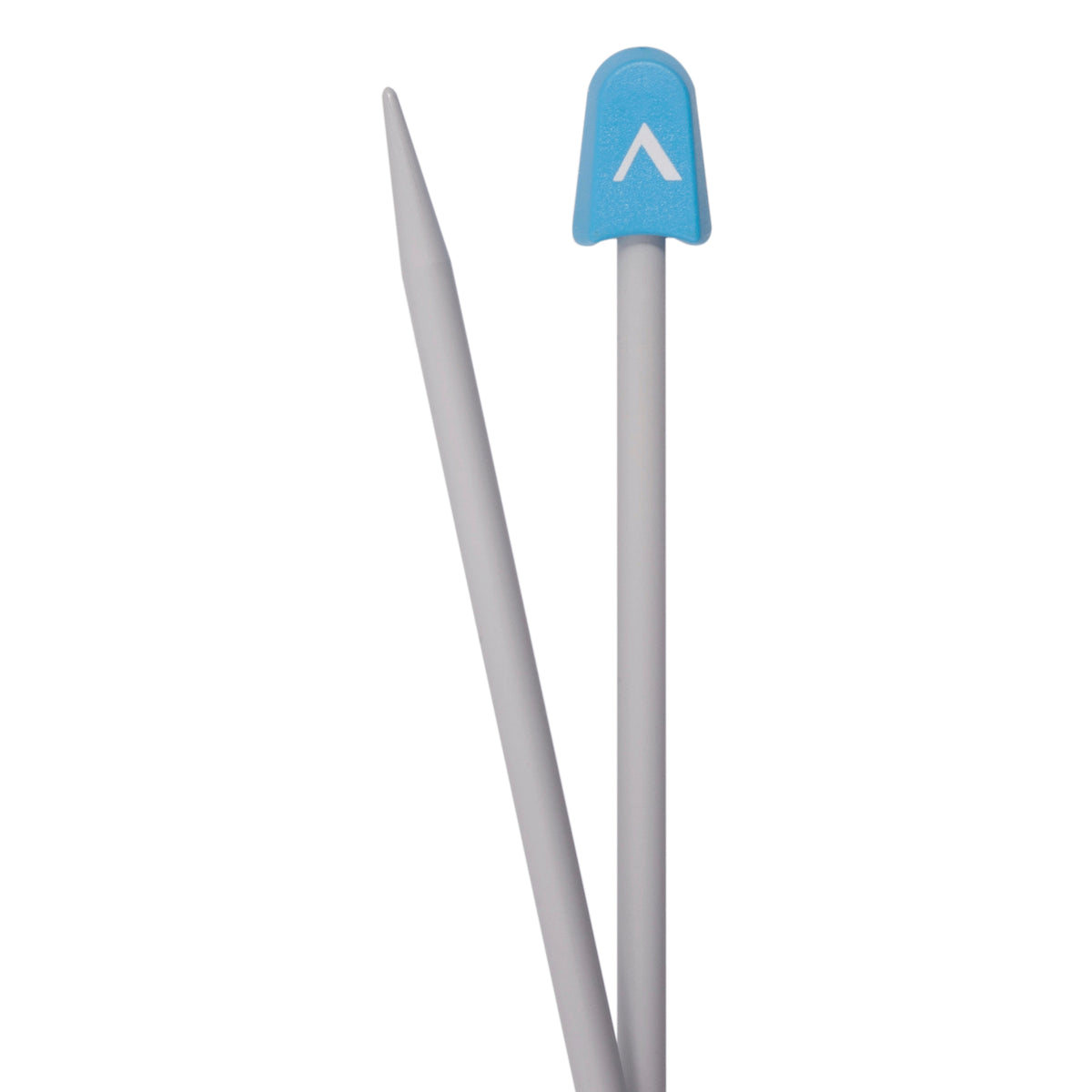 Pair of Milward 5mm pearl-grey aluminium knitting pins