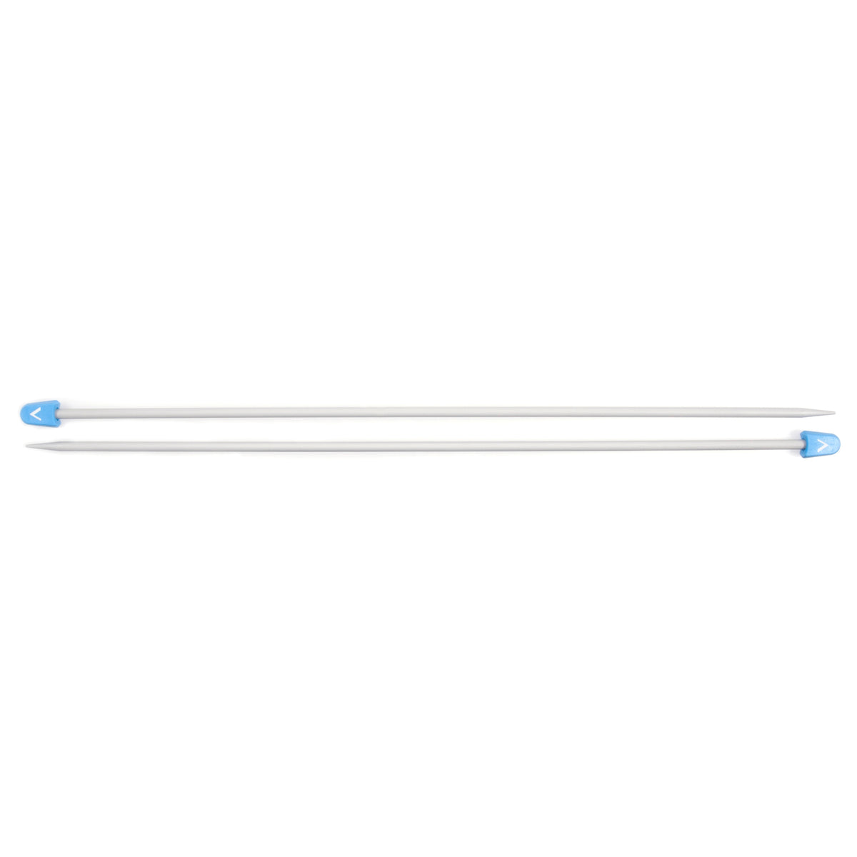 Pair of Milward 5mm pearl-grey aluminium knitting pins