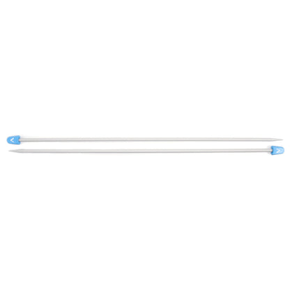 Pair of Milward 5mm pearl-grey aluminium knitting pins