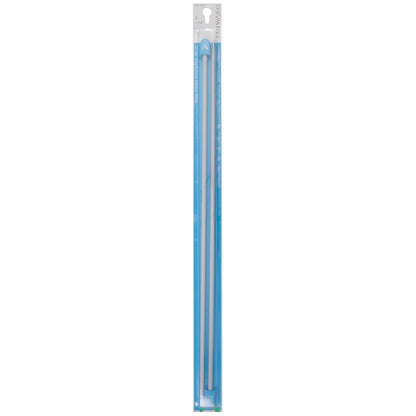 Pair of Milward 5mm pearl-grey aluminium knitting pins