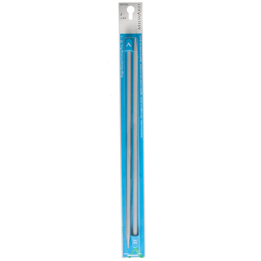 Pair of Milward 6mm grey plastic knitting pins