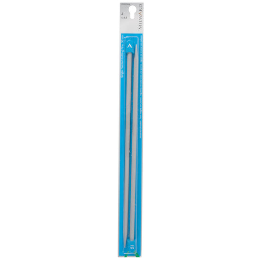 Pair of Milward 6.5mm grey plastic knitting pins
