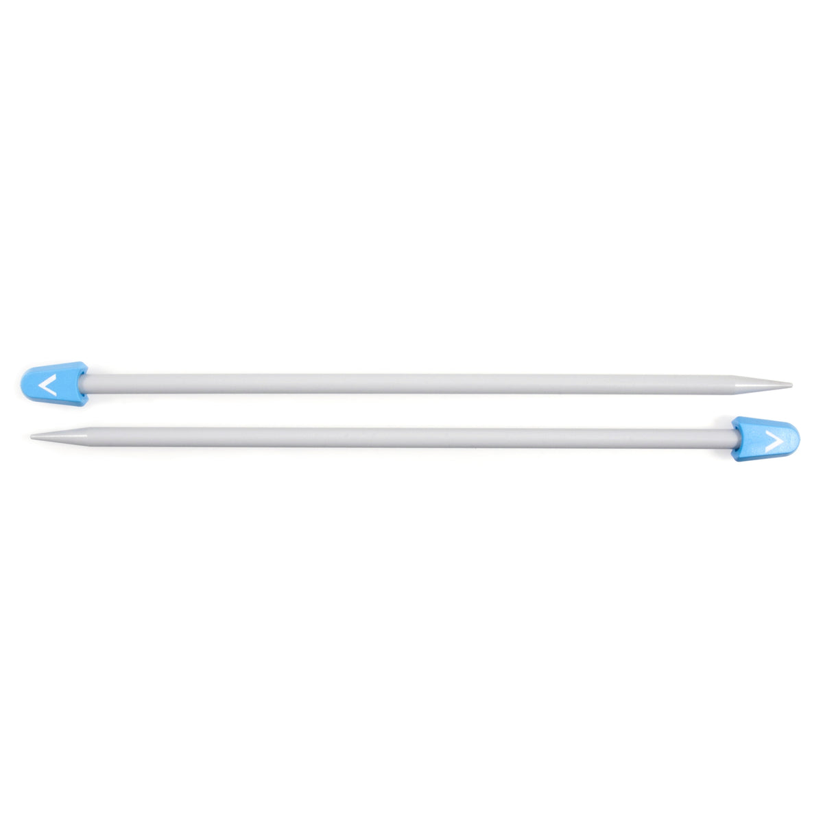 Pair of Milward 7.5mm grey plastic knitting pins