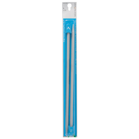 Pair of Milward 7.5mm grey plastic knitting pins