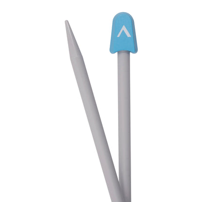 Pair of Milward 8mm grey plastic knitting pins