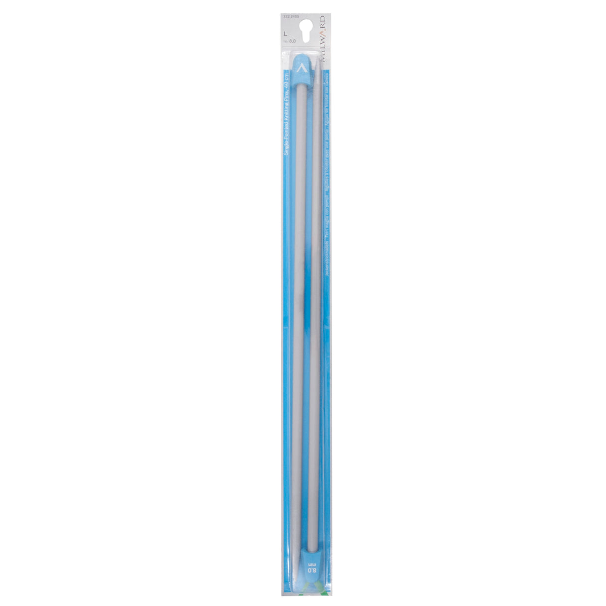 Pair of Milward 8mm grey plastic knitting pins