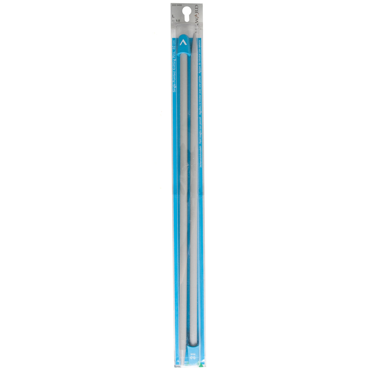 Pair of Milward 9mm grey plastic knitting pins