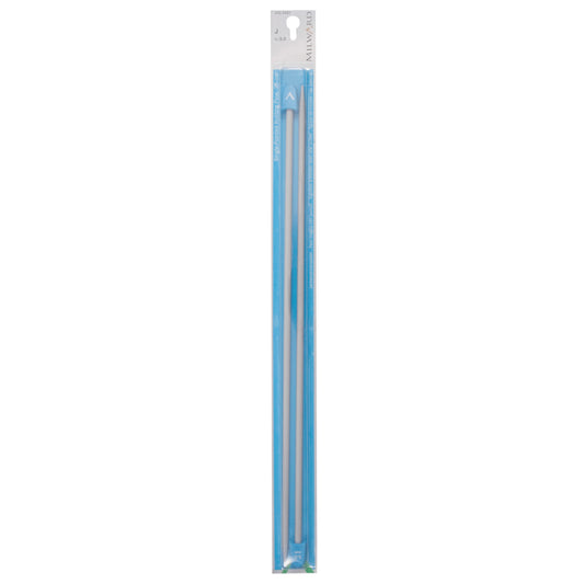 Pair of Milward 5mm pearl-grey aluminium knitting pins