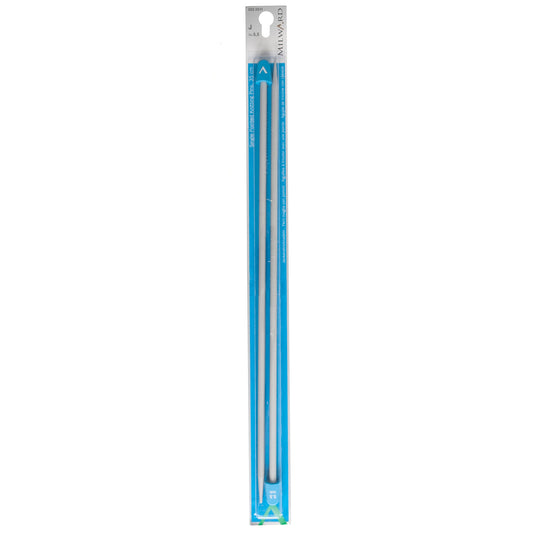 Pair of Milward 35cm single-ended aluminium knitting pins, 5.5mm