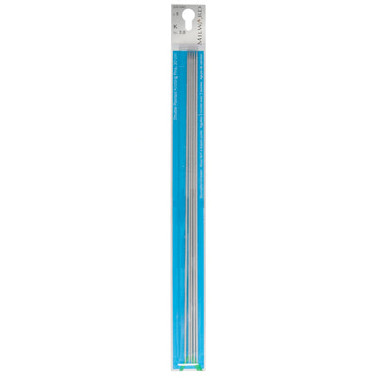Set of five Milward 30cm double-pointed aluminium knitting pins, 2mm