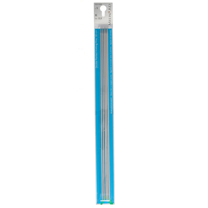 Set of five Milward 30cm double-pointed aluminium knitting pins, 2.5mm