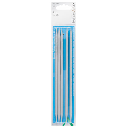 Set of five Milward 20cm double-pointed plastic knitting pins, 5.5mm