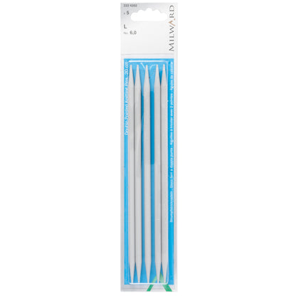 Set of five Milward 20cm double-pointed plastic knitting pins, 6mm