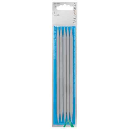Set of five Milward 20cm double-pointed plastic knitting pins, 6.5mm