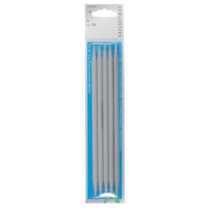 Set of five Milward 20cm double-pointed plastic knitting pins, 7mm