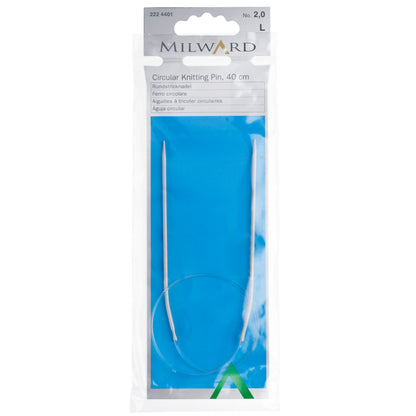 Milward 40cm fixed circular knitting needle with grey aluminium tips, 2mm