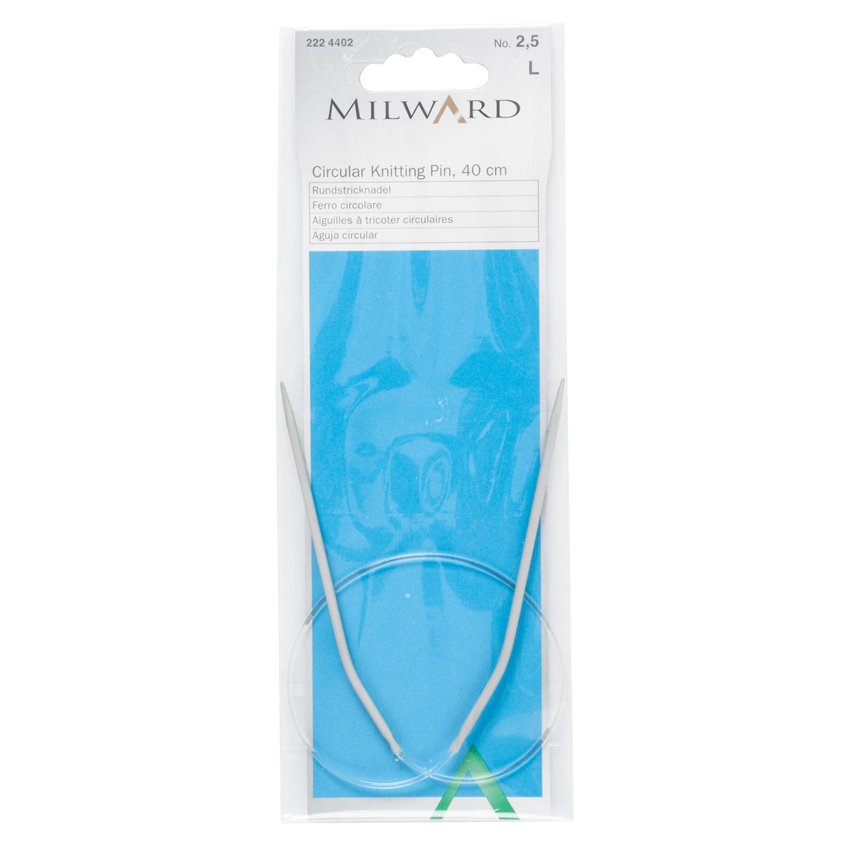 Milward 40cm fixed circular knitting needle with grey aluminium tips, 2.5mm