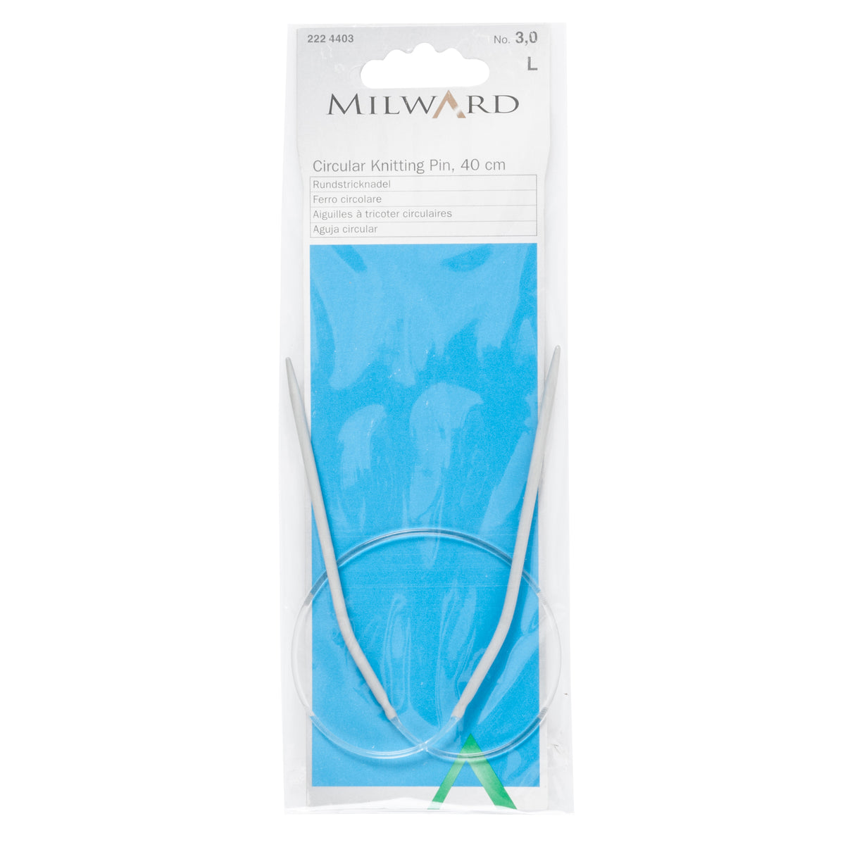 Milward 40cm fixed circular knitting needle with grey aluminium tips, 3mm