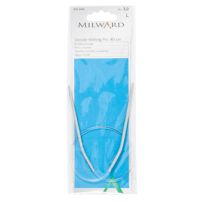Milward 40cm fixed circular knitting needle with grey aluminium tips, 3mm