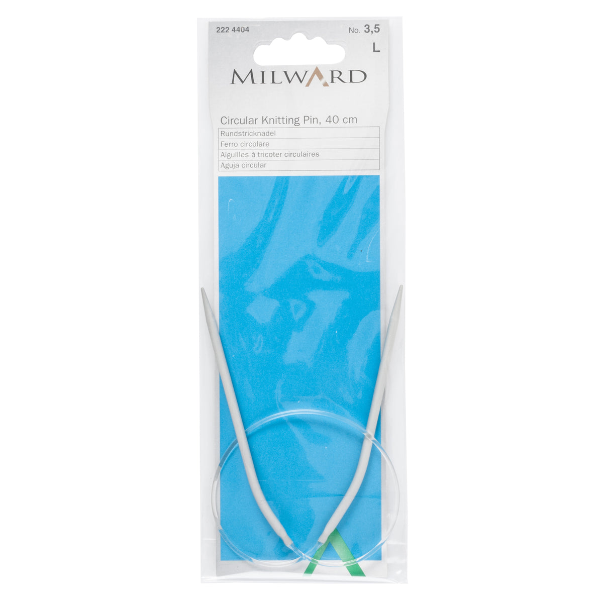 Milward 40cm fixed circular knitting needle with grey aluminium tips, 3.5mm
