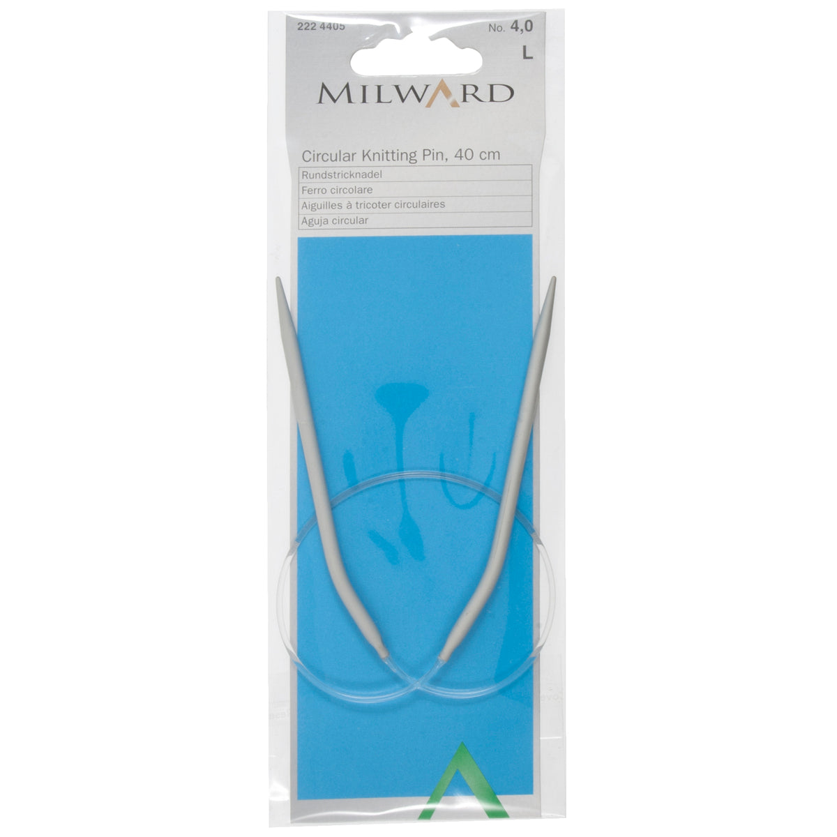 Milward 40cm fixed circular knitting needle with grey aluminium tips, 4mm