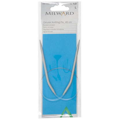Milward 40cm fixed circular knitting needle with grey aluminium tips, 4mm