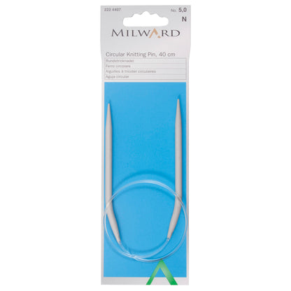Milward 40cm fixed circular knitting needle with grey aluminium tips, 5mm