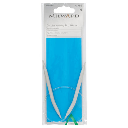 Milward 40cm fixed circular knitting needle with grey aluminium tips, 6mm