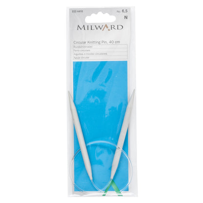Milward 40cm fixed circular knitting needle with grey aluminium tips, 6.5mm